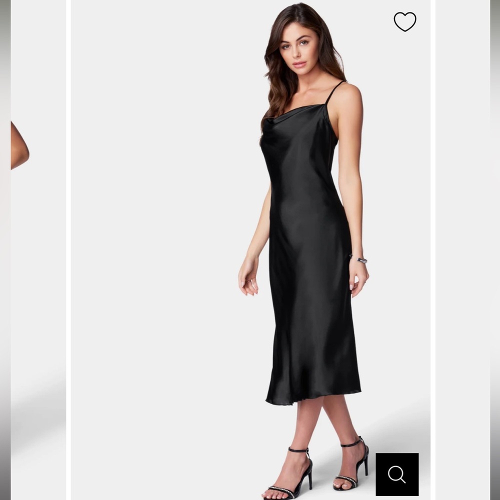 Bebe SATIN COWL NECK SLIP MIDI DRESS - Picture 10 of 14